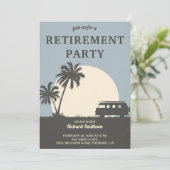 Retro Tropisch Uitnodiging voor Pensioenfeest van (Staand voorkant)