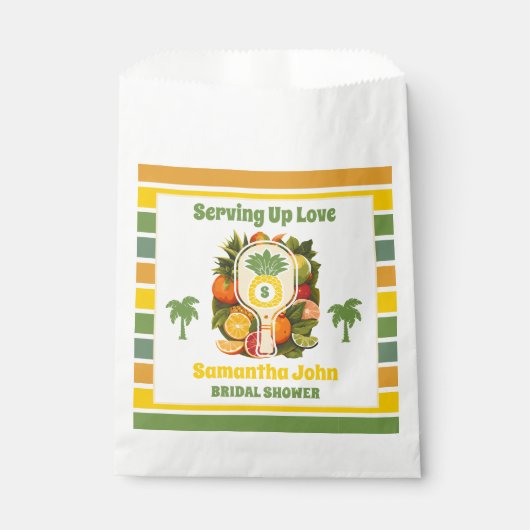 Retro Tropische Ananas Pickleball Bruidsdiner Bedankzakje (Voorkant)