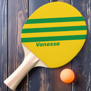 Retro Tropische Banaan Drie Strepen met Naam Tafeltennisbatje