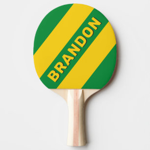 Retro Tropische Banaan Drie Vette Strepen met Naam Tafeltennisbatje