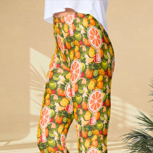 Retro Tropische Citrus Pickleball Bruidsfeestje Leggings