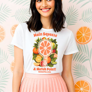 Retro Tropische Citrus Pickleball Bruidsfeestje Tri-Blend Shirt