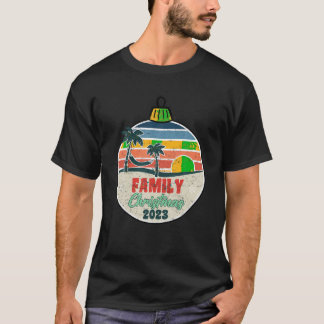 Retro Tropische Familie Kerstmis 2023 Vakantie Pal T-shirt