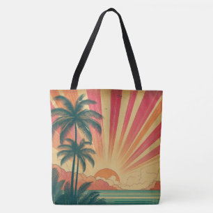 Retro/ tropische/Hawaïaanse zonsondergang Draagtas
