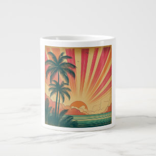 Retro/ tropische/Hawaïaanse zonsondergang Extra Grote Beker