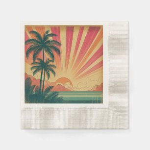 Retro/ tropische/Hawaïaanse zonsondergang Servet