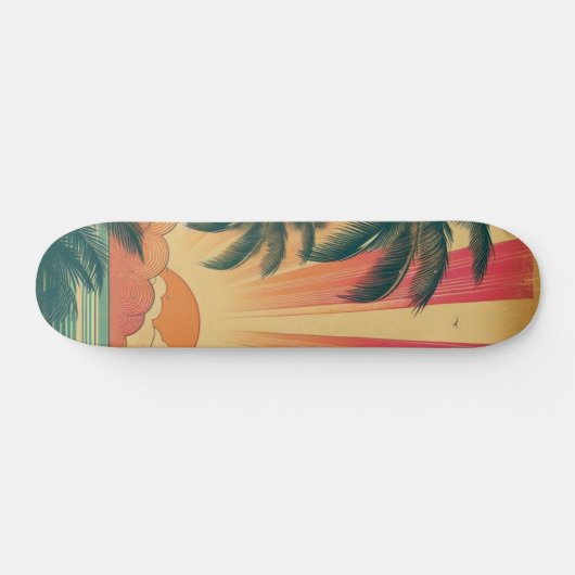 Retro/ tropische/Hawaïaanse zonsondergang Skateboard (Horizontaal)