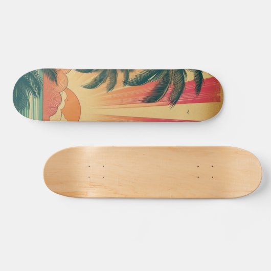 Retro/ tropische/Hawaïaanse zonsondergang Skateboard (Horizontaal)