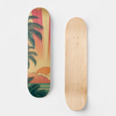 Retro/ tropische/Hawaïaanse zonsondergang Skateboard (Voorkant)