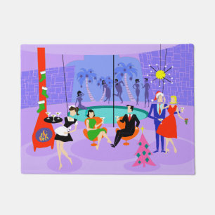 Retro Tropische kerstfeestklep Deurmat