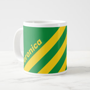 Retro Tropische Palm Drie Strepen met Naam Extra Grote Beker