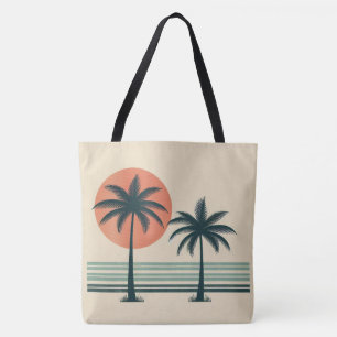 Retro/ tropische palmboom draagtas
