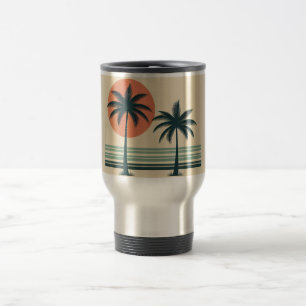 Retro/ tropische palmboom reisbeker