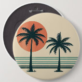 Retro/ tropische palmboom ronde button 6,0 cm (Voorkant /achterkant)