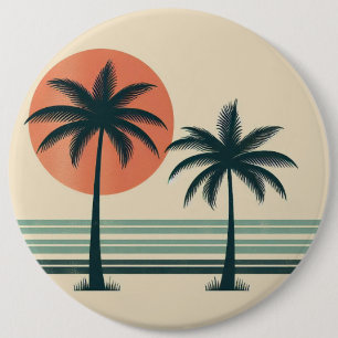 Retro/ tropische palmboom ronde button 6,0 cm