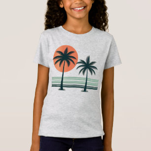 Retro/ tropische palmboom t-shirt