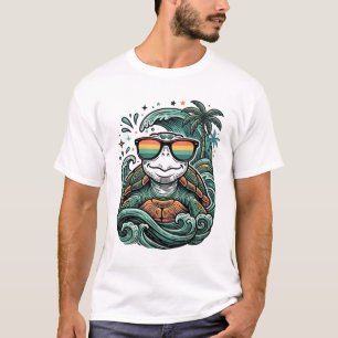 Retro Tropische Schildpad Zonnebril Strand Vector T-shirt