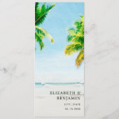 Retro Tropische Strand Palm Tree Huwelijksbestemmi Programma (Achterkant)