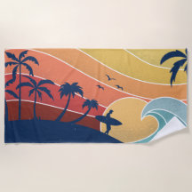 Retro Tropische strand Surfing Palm Trees