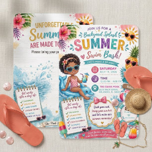 Retro Tropische Tiki Oase Zomer Zwem Verjaardag Kaart