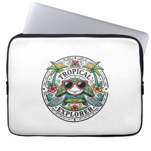 Retro Tropische Zeeschildpad Zonnebril Grafische T Laptop Sleeve