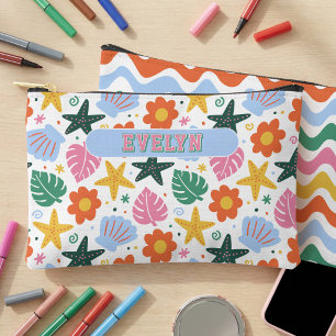 Retro Tropische Zeester en Schelpen Persoonlijk Etui