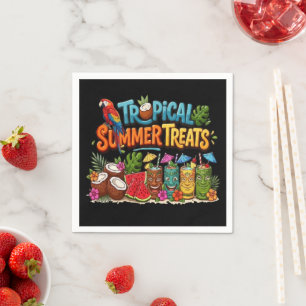 Retro Tropische Zomer Lekkernijen Tiki Bar Servet