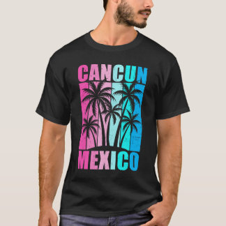 Retro Tropische Zonsondergang Cancun Strand Mexico T-shirt