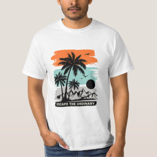 Retro Tropische Zonsondergang Palmboom T-shirt – M