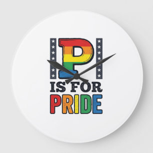 Retro trots letter P regenboog shirt ontwerp_1 Grote Klok