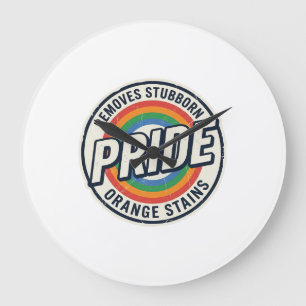 Retro trots protest regenboog badge vector ontwerp grote klok
