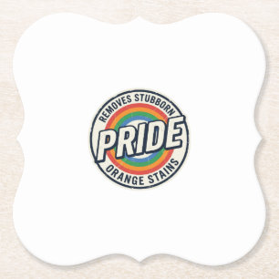 Retro trots protest regenboog badge vector ontwerp kartonnen onderzetters