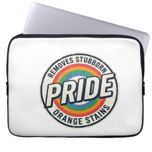 Retro trots protest regenboog badge vector ontwerp laptop sleeve