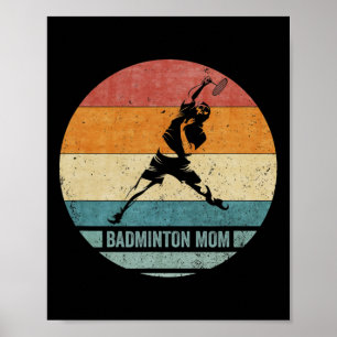 Retro Trotse Badminton Mom Silhouette Sunse Poster