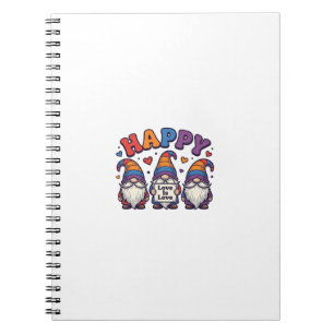 Retro trotsmaand kabouter regenboog shirt ontwerp_ notitieboek