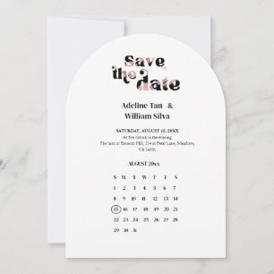 Retro Trouwdag Bewaar de Datum Kalender 70s them Kaart