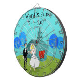 Retro Trouwpaar Dart Board Dartbord (Voorkant Rechts)