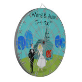 Retro Trouwpaar Dart Board Dartbord (Voorkant Links)