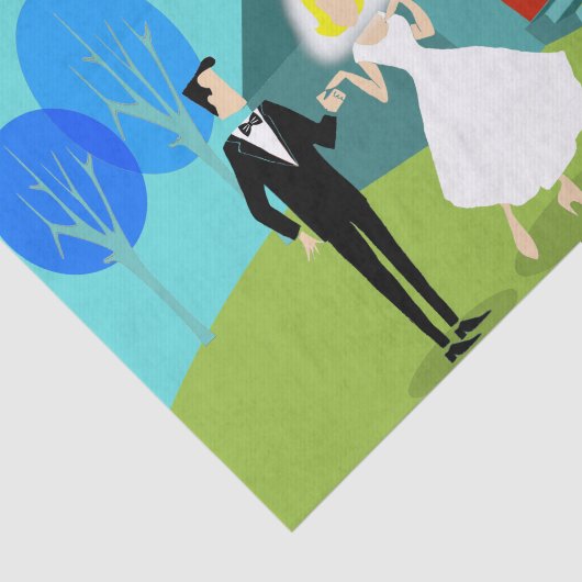 Retro Trouwpaar Tissue Papier (Detail)