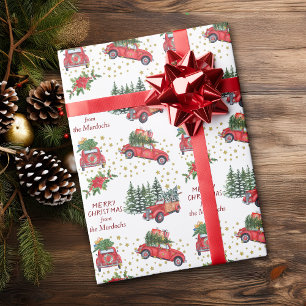 Retro Truck en Car-kerstbomen Cadeaupapier