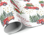 Retro Truck en Car-kerstbomen Cadeaupapier (Rol Hoek)