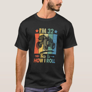 Retro Trucker Verjaardag Zo rol ik 32e Geboorte T-shirt