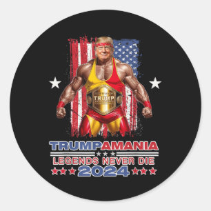 Retro Trump Funny Wrestling Meme Trumpamania 2024 Ronde Sticker