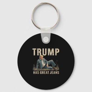 Retro Trump Heeft Grote Broek Meme Sleutelhanger