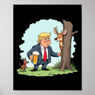 Retro Trump Jacht Herten Grappig Bier Drink Hunti Poster