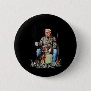 Retro Trump Jacht Herten Grappig Drink Beer Hunti Ronde Button 5,7 Cm