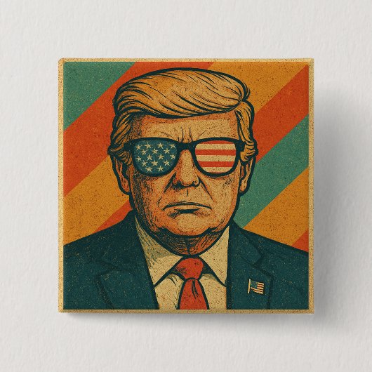Retro Trump Pin Vierkante Button 5,1 Cm (Voorkant)