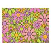 Retro Tuin Bloemen Kleurrijk 60s Bloemen Patroon Tafelkleed (Voorkant (Horizontaal))