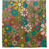 Retro Tuin Bloemen Whimsical 70s Pattern Douchegordijn (Voorkant)