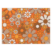 Retro Tuin Gingham Bloemen 60s 70s Groovy Bloemen Tafelkleed (Voorkant (Horizontaal))
